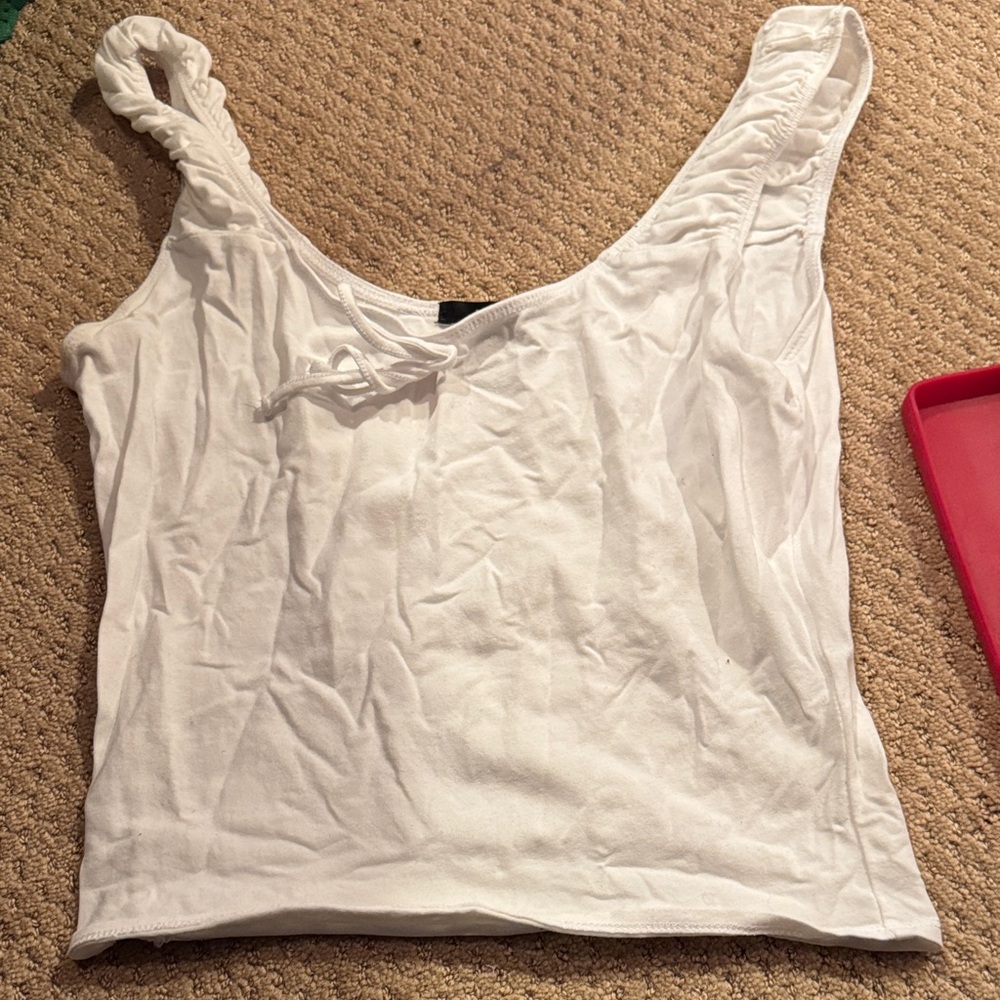 Forever 21 White Ruched Strap Camisole